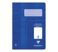 Clairefontaine 331504C - Cahier idéal pour l'école, DIN A5 14,8x21 cm, réglure 4 lignée sans marge, 32 pages, 90g, bleu, 1 pièce