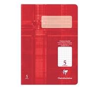 Clairefontaine 331505C - Cahier idéal pour l'école, DIN A5 14,8x21 cm, réglure 5 petits carreaux 5x5mm, 32 pages, 90g , rouge, 1 pièce