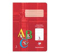 Clairefontaine 331553C - Cahier idéal pour l´école, DIN A5 14,8x21 cm, réglure 3 lignée avec marge ABC pour la 3ème année scolaire, 32 pages, 90g, rouge, 1 pièce
