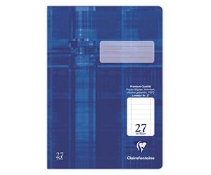Clairefontaine 331627C - Cahier idéal pour l'école, DIN A4 21x29,7 cm, réglure 27 lignée en continu avec marge, 64 pages, 90g, bleu, 1 pièce