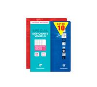 Clairefontaine 33276C Lot de 10 Cahiers Travaux Pratiques - 24x32 cm - 64 Pages Grands Carreaux Noirs Agrandis 90 g et Pages Unies Blanches 125 g - Couverture Carte Pelliculée - Couleurs Aléatoires