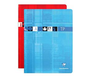 Clairefontaine 3327C Un Cahier Agrafé de Travaux Pratiques - 24x32 cm - 80 Pages Grands Carreaux 90 g et Unies Blanches 125 g - Couverture Carte Pelliculée - Couleur Aléatoire
