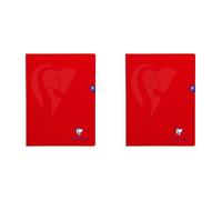 Clairefontaine 333311C Un Cahier Agrafé Mimesys Rouge - 24x32 cm - 48 Pages Grands Carreaux - Papier Blanc 90 g - Couverture Polypro (Lot de 2)