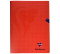 Clairefontaine 333361C Un Cahier Agrafé Mimesys Rouge - 24x32 cm - 96 Pages Grands Carreaux - Papier Blanc 90 g - Couverture Polypro