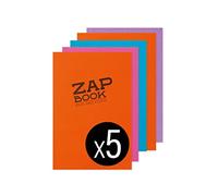 Clairefontaine 3358Cpack - Carnet Encollé Zap Book - 160 Feuilles Papier Croquis 100% Recy 5 14,8x21 cm 80g - Couleur de Couverture Aléatoire - Paquet de 5 Carnets