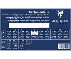 Clairefontaine 34002C - Un carton à peindre avec enduction blanche 35x27 cm (format 5F portrait), épaisseur 3mm, toilé blanc