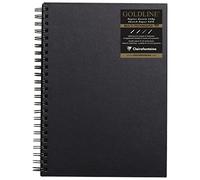 Clairefontaine 34254C Carnet Spiralé Goldline - 64 Feuilles Papier Dessin Blanc - A4 21x29,7 cm 140g - Format Portrait - Couverture Rigide Noire Imitation Toile