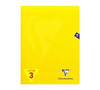 Clairefontaine 343311AMZC Un lot de 3 Cahiers Agrafés Mimesys - 24x32 cm - 48 Pages Grands Carreaux - 90 g - Couverture Polypro - Couleur Jaune