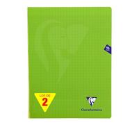 Clairefontaine 353361AMZC Un lot de 2 Cahiers Agrafés Mimesys - 24x32 cm - 96 Pages Grands Carreaux - 90 g - Couverture Polypro - Couleur : Vert