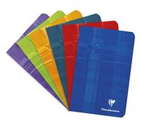 Clairefontaine 3601C Un Carnet Agrafé - 11x17 cm - 96 Pages Grands Carreaux - Papier Blanc 90 g - Couverture Carte Pelliculée Couleur Aléatoire