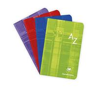 Clairefontaine 3608C Un Répertoire Alphabétique Agrafé - 11x17 cm - 96 Pages Grands Carreaux - Papier Blanc 90 g - Couverture Carte Pelliculée Couleur Aléatoire