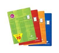 Clairefontaine 36128Cpack Lot de 10 Cahiers Agrafés - A4 21x29,7 cm - 48 Pages Réglure 4 couleurs Spéciale Dys Interligne 2mm - Papier Blanc 90 g - Couverture Carte Pelliculée - Couleur Aléatoire