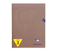 Clairefontaine 363311AMZC Un lot de 3 Cahiers Agrafés Mimesys - 24x32 cm - 48 Pages Grands Carreaux - 90 g - Couverture Polypro - Couleur Gris