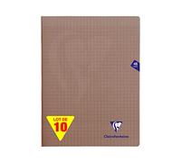 Clairefontaine 363311C Un Lot de 10 Cahiers Agrafés Mimesys Gris - 24x32 cm - 48 Pages Grands Carreaux - Papier Blanc 90 g - Couverture Polypro