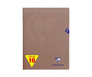 Clairefontaine 363311C Un Lot de 10 Cahiers Agrafés Mimesys Gris - 24x32 cm - 48 Pages Grands Carreaux - Papier Blanc 90 g - Couverture Polypro