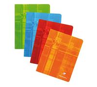 Clairefontaine 365C Un Cahier Agrafé - 16,5x21 cm - 72 Pages Quadrillées 10x10 mm avec Marge - Papier Blanc 90 g - Couverture Carte Pelliculée Couleur Aléatoire