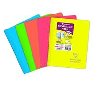 Clairefontaine 366623C Un Carnet à Spirale Koverbook Neon - A5 14,8x21 cm - 160 Pages Petits Carreaux - Papier Blanc 90 g - Couverture Polypro Opaque - Couleur Aléatoire