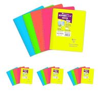 Clairefontaine 366723C Un Carnet à Spirale Koverbook Neon - A5 14,8x21 cm - 160 Pages Lignées - Papier Blanc 90 g - Couverture Polypro Opaque - Couleur Aléatoire (Lot de 4)