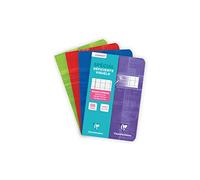 Clairefontaine 3696C Un Carnet Agrafé Déficients Visuels - 11x17 cm - 96 Pages Grands Carreaux Noirs Agrandis 10/10 - Papier Blanc 90 g - Couverture Carte Pelliculée - Couleur Aléatoire