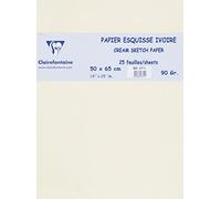 Clairefontaine Rame 25 Feuiles De Papier Dessin 50x65cm 90g/M² Ivoire