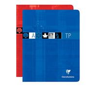 CLAIREFONTAINE Cahier TP reliure piqûre 40 pages grands carreaux+40 pages unies 17x22cm. Couverture carte