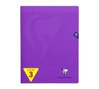 Clairefontaine 373311AMZC Un lot de 3 Cahiers Agrafés Mimesys - 24x32 cm - 48 Pages Grands Carreaux - 90 g - Couverture Polypro - Couleur Violet