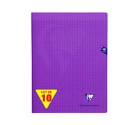 Clairefontaine 373311C Un Lot de 10 Cahiers Agrafés Mimesys Violets - 24x32 cm - 48 Pages Grands Carreaux - Papier Blanc 90 g - Couverture Polypro