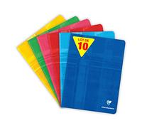 Clairefontaine 3742Cpack Lot de 10 Cahiers Agrafés - 17x22 cm - 96 Pages Petits Carreaux - Papier 90 g - Couverture Carte Pelliculée - Couleurs Aléatoires