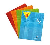 Clairefontaine 3748C Lot de 5 Répertoires Agrafés - 17x22 cm - 96 Pages Grands Carreaux - Papier Blanc 90 g - Couverture Carte Pelliculée - Couleurs Aléatoires