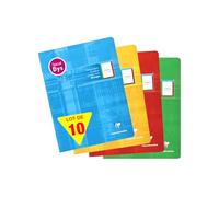 Clairefontaine 37528Cpack Lot de 10 Cahiers Agrafés - 17x22 cm - 48 Pages Réglure 4 couleurs Spéciale Dys Interligne 2mm - Papier Blanc 90 g - Couverture Carte Pelliculée - Couleur Aléatoire
