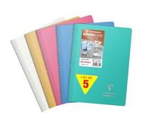 Clairefontaine 376741C Lot de 5 Cahiers à Spirale Koverbook Silver - A4 21x29,7 cm - 160 Pages Lignées - Papier Blanc 90 g - Couverture Polypro Opaque - Couleur Aléatoire