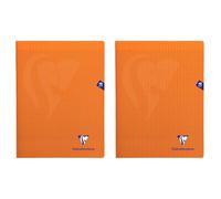 Clairefontaine 383311C Un Cahier Agrafé Mimesys Orange - 24x32 cm - 48 Pages Grands Carreaux - Papier Blanc 90 g - Couverture Polypro (Lot de 2)