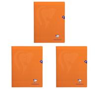 Clairefontaine 383361C Un Cahier Agrafé Mimesys Orange - 24x32 cm - 96 Pages Grands Carreaux - Papier Blanc 90 g - Couverture Polypro (Lot de 3)