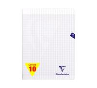 Clairefontaine 393311C Un Lot de 10 Cahiers Agrafés Mimesys Incolores - 24x32 cm - 48 Pages Grands Carreaux - Papier Blanc 90 g - Couverture Polypro