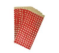 Clairefontaine 394110C - Un Sachet De 50 Pochettes Kraft - 16x30+5cm - Motif : Pois Sur Fond Rouge - Idéal Pour : Confiseries, Bonbons, Livre, Bijoux, Emballage Cadeaux, Pochette cadeau Kraft
