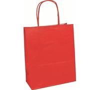 Clairefontaine 395602C - Un Paquet De 25 Sacs Cadeaux Kraft - 16x8x21cm - 100g - Couleur : Rouge - Poignées Torsadées - Idéal Pour : Emballage Cadeaux, Sac Kraft Basique