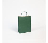 Clairefontaine 395610C - Un Paquet De 25 Sacs Cadeaux Kraft - 16x8x21cm - 100g - Couleur : Vert - Poignées Torsadées - Idéal Pour : Emballage Cadeaux, Secteur Alimentaire, Sac Kraft Basique
