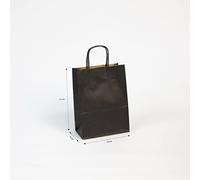 Clairefontaine Sacs cadeaux kraft 395612C Pack de 25 – 16x8x21 cm Noir, 100 g, poignées torsadées