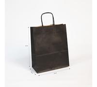 Clairefontaine 395712C - Un Paquet De 25 Sacs Cadeaux Kraft - 22x10x27cm - 100g - Couleur : Noir - Poignées Torsadées - Idéal Pour : Emballage Cadeaux, Secteur Alimentaire, Sac Kraft Basique