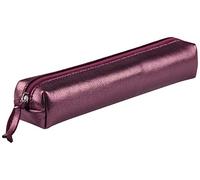Clairefontaine 400001C - Petite Trousse Slim Cuirisé 4x2,5x19,5 cm en Véritable Cuir, Cerise