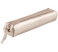 Clairefontaine 400006C - Petite Trousse Slim Cuirisé 4x2,5x19,5 cm en Véritable Cuir, Gris
