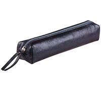 Clairefontaine 400009C - Petite Trousse Slim Cuirisé 4x2,5x19,5 cm en Véritable Cuir, Pétrole