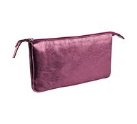 Clairefontaine 400018C Grande Trousse en Cuir irisé Cerise 2 cpts 22x11cm