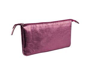 Clairefontaine 400018C Grande Trousse en Cuir irisé Cerise 2 cpts 22x11cm