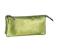 Clairefontaine 400023C Trousse Plate en Cuir irisé Vert 2 cpts 22x11 cm