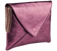 Clairefontaine 400028C - Sac à main, Pochette enveloppe en Véritable Cuir d'Agneau, cuirisé Cerise