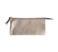 Clairefontaine 400044C - Trousse Scolaire, Grande Pochette 2 Compartiments 22x11 cm en Véritable Cuir d'Agneau, Plume Or