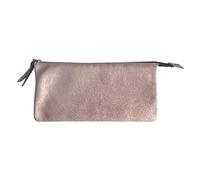 Clairefontaine 400045C - Trousse Scolaire, Grande Pochette 2 Compartiments 22x11 cm en Véritable Cuir d'Agneau, Plume Cuivre