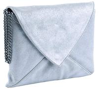 Clairefontaine 400052C - Sac à Main Style Enveloppe 20x14cm en Véritable Cuir Daim irisé, Plume Bleu ciel