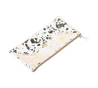 Clairefontaine 400064C - Trousse Scolaire Plate motifs Tâches d'encre argentées 22x11 cm en Véritable Cuir d'Agneau